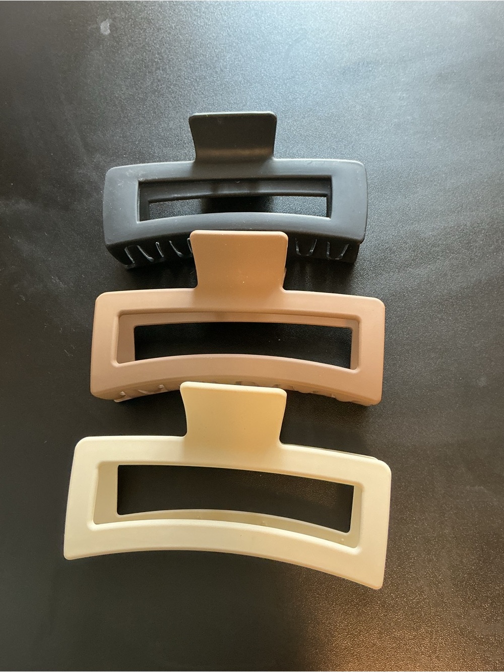 Matte Neutral Rectangle Hair Claw Clips - Set of 3